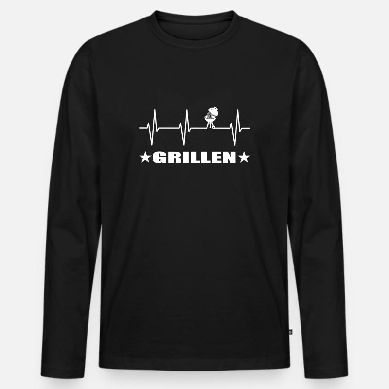 BBQ - Männer Premium Bio Langarmshirt - Schwarz