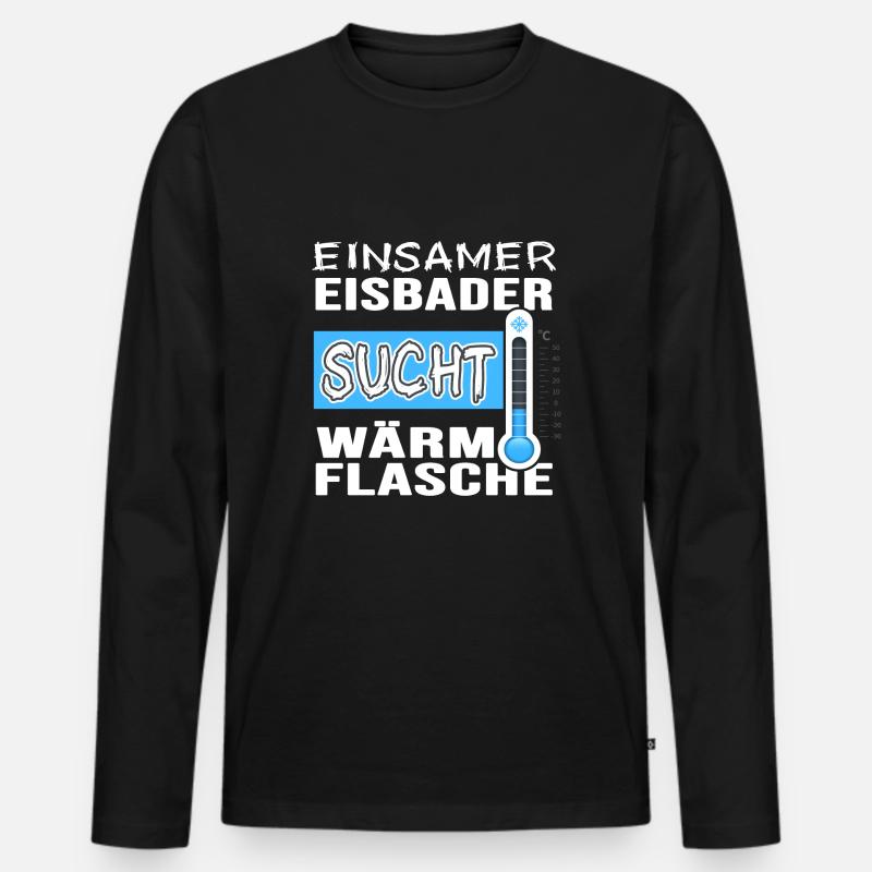 Single Eisbader Flirt beim Winterschwimmen - Männer Premium Bio Langarmshirt - Schwarz