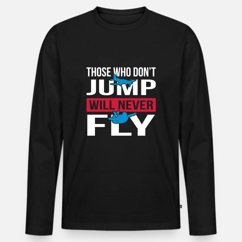 Will Never Fly Skydive - Männer Premium Bio Langarmshirt - Schwarz