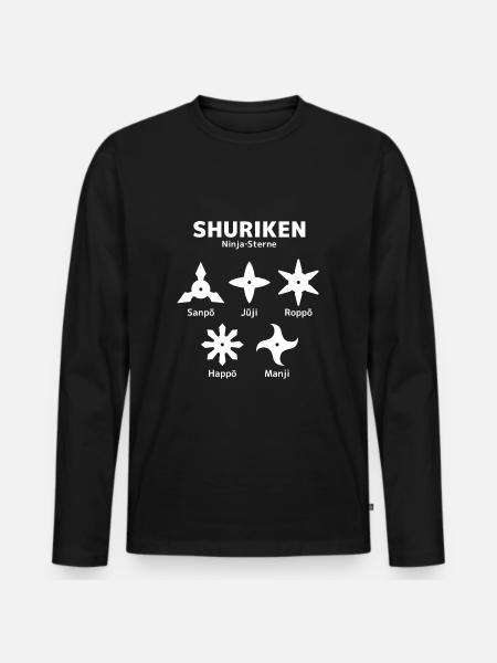 Shuriken - Ninja Sterne - Männer Premium Bio Langarmshirt - Schwarz