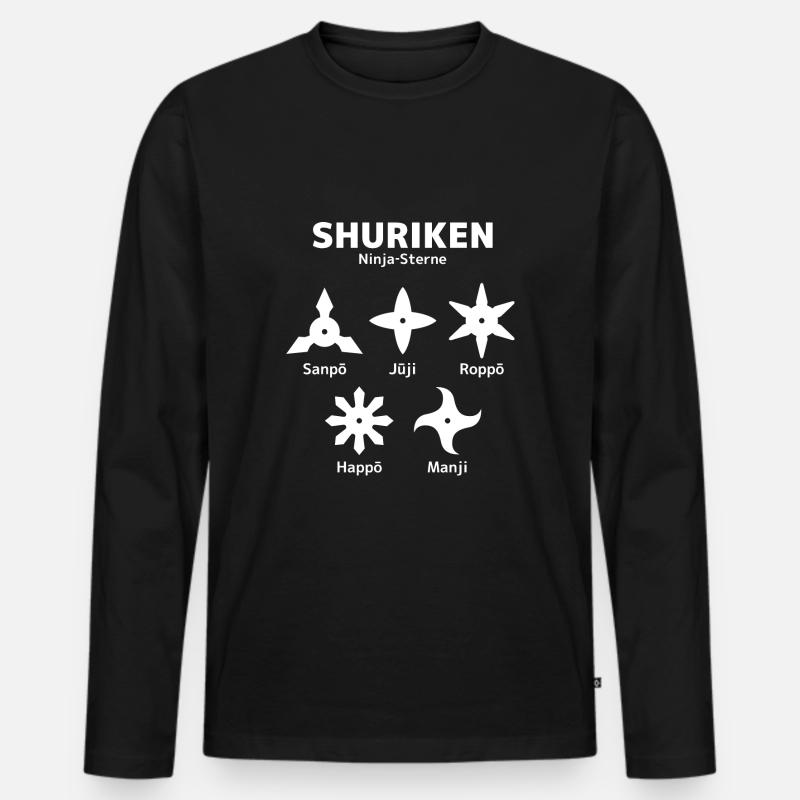 Shuriken - Ninja Sterne - Männer Premium Bio Langarmshirt - Schwarz