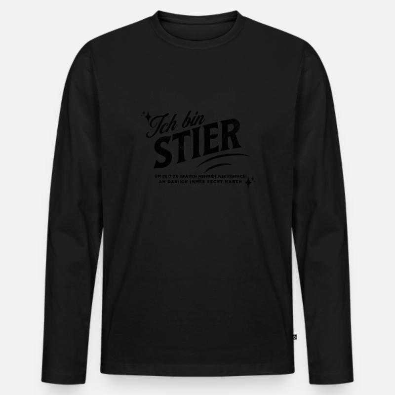 Sternzeichen Geschenke Stier Spruch - Männer Premium Bio Langarmshirt - Schwarz