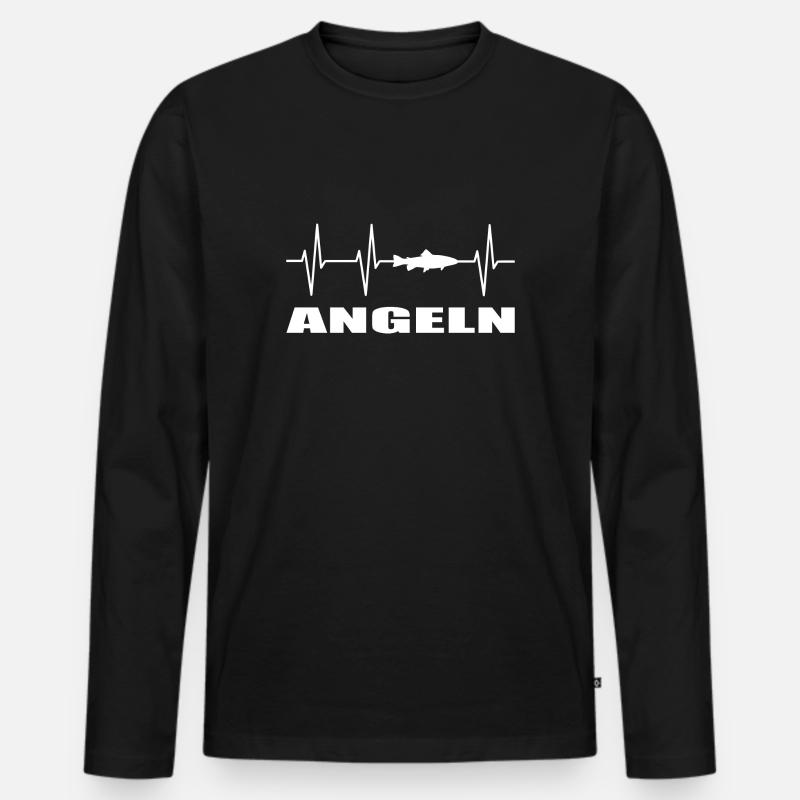 Angeln - Männer Premium Bio Langarmshirt - Schwarz