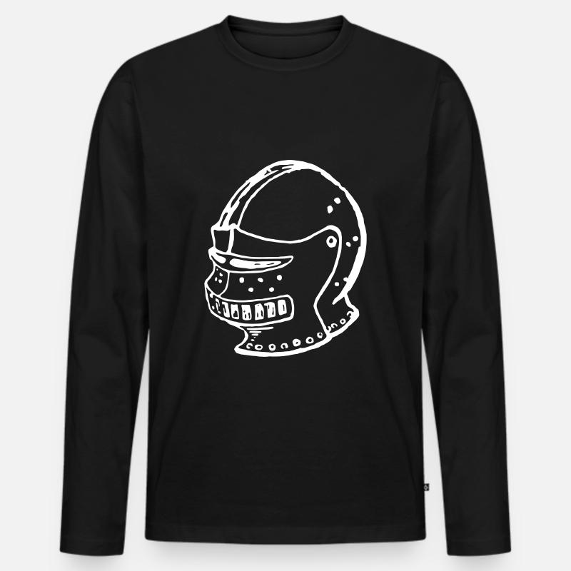 Ritter Helm - Männer Premium Bio Langarmshirt - Schwarz