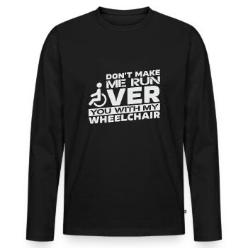 Rollstuhl Rollstuhlfahrer Rollstuhlfahrerin Rolli - Männer Premium Bio Langarmshirt - Schwarz - Vorne - Nico (187cm)