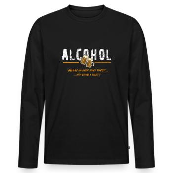Histoire d’alcool... - T-shirt manches longues Premium bio Homme - noir - Devant - Nico (187cm)