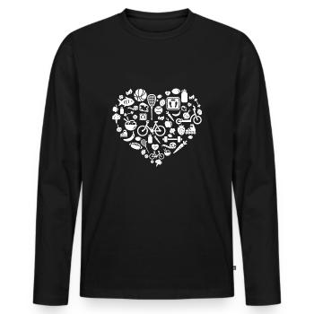 J’aime la santé | Alimentation Sport Vie coeur - T-shirt manches longues Premium bio Homme - noir - Devant - Nico (187cm)