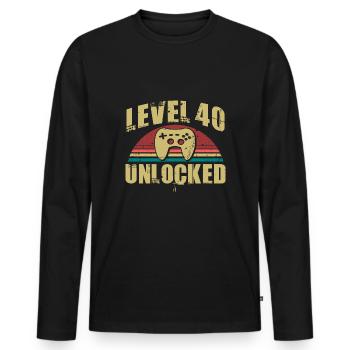 40 anniversaire niveau 40 débloqué 40 ans - T-shirt manches longues Premium bio Homme - noir - Devant - Nico (187cm)