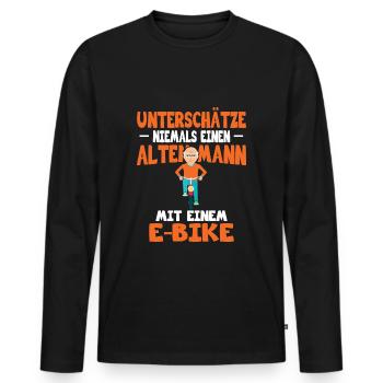 E-Bike E Bike E-Biker Biker Fahrrad Geschenk - Männer Premium Bio Langarmshirt - Schwarz - Vorne - Nico (187cm)