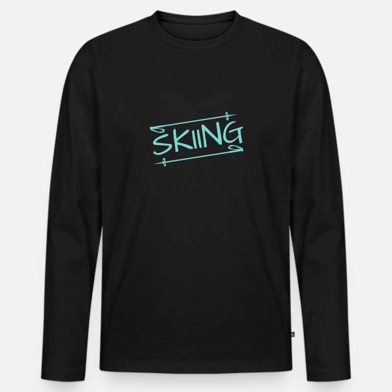 Skiing - Männer Premium Bio Langarmshirt - Schwarz