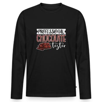 Chocolat chocolat gourate sucré chocolate chocolat - T-shirt manches longues Premium bio Homme - noir - Devant - Nico (187cm)