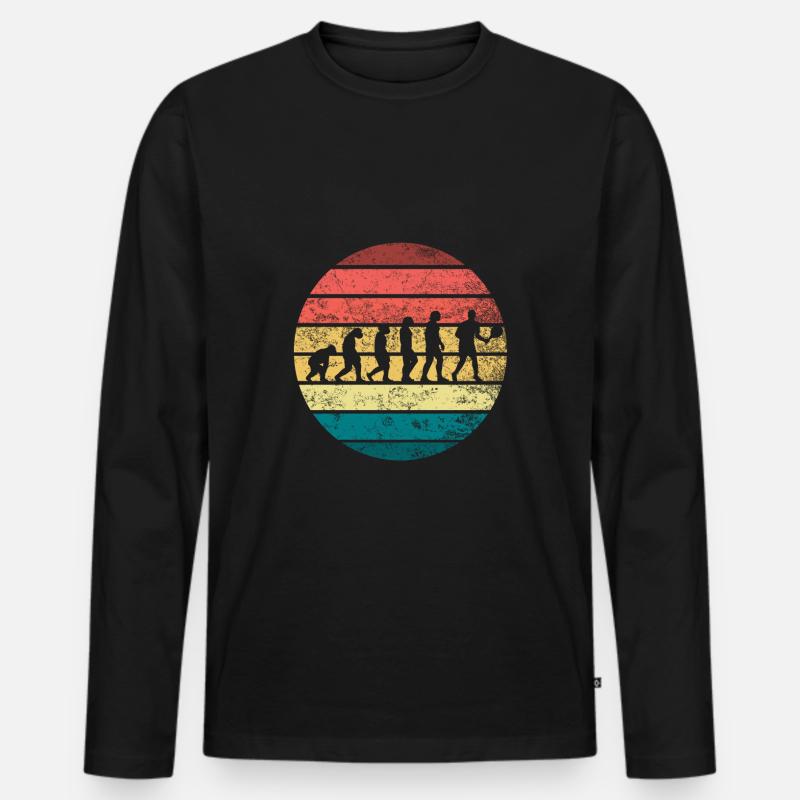 Padel Evolution Retro - Männer Premium Bio Langarmshirt - Schwarz