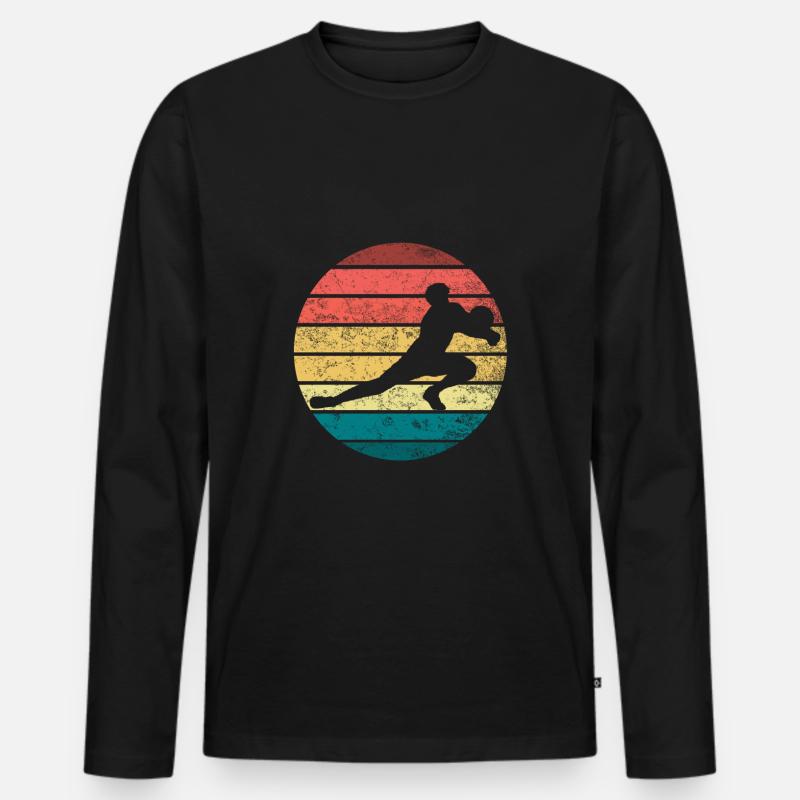 Volleyball Retro - Männer Premium Bio Langarmshirt - Schwarz