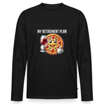 Pizza Régime de retraite Fun Pizza - T-shirt manches longues Premium bio Homme - noir - Devant - Nico (187cm)