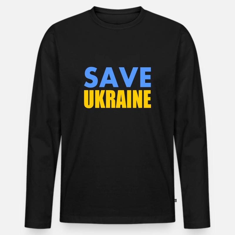 Save ukraine - Männer Premium Bio Langarmshirt - Schwarz