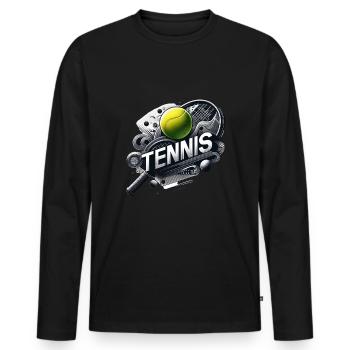 Tennis ist der Sport für Männer und Frauen - Männer Premium Bio Langarmshirt - Schwarz - Vorne - Nico (187cm)