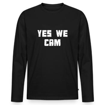yes we cam - T-shirt manches longues Premium bio Homme - noir - Devant - Nico (187cm)