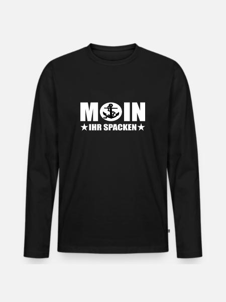 Moin - Männer Premium Bio Langarmshirt - Schwarz