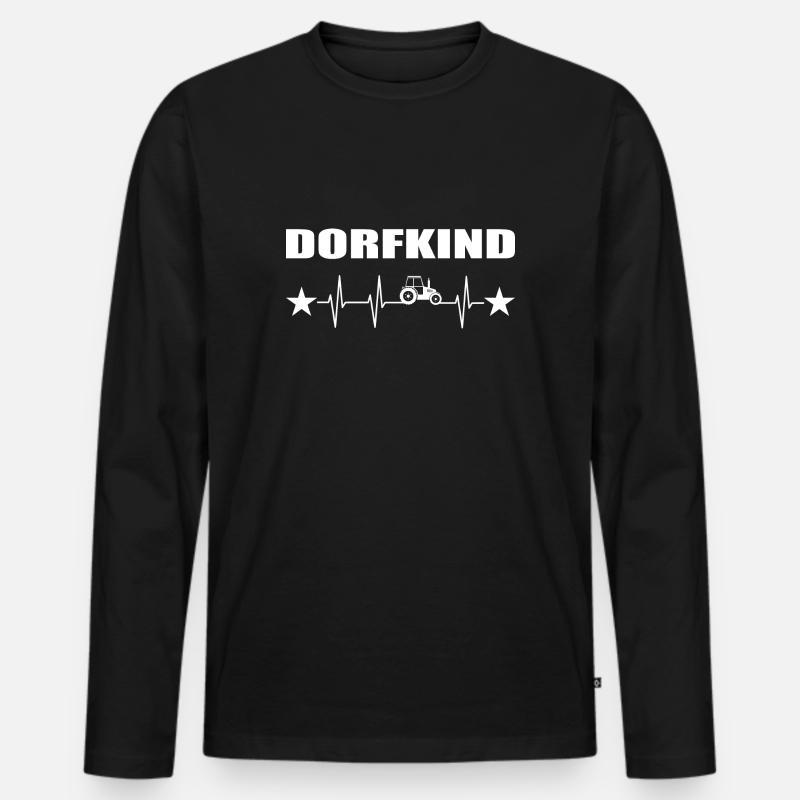 Dorfkind - Männer Premium Bio Langarmshirt - Schwarz