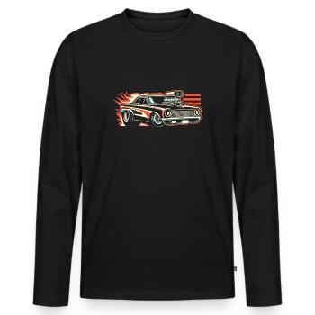 Course de voitures de dragsters - Cadeau pour les fans de sport automobile ! - T-shirt manches longues Premium bio Homme - noir - Devant - Nico (187cm)