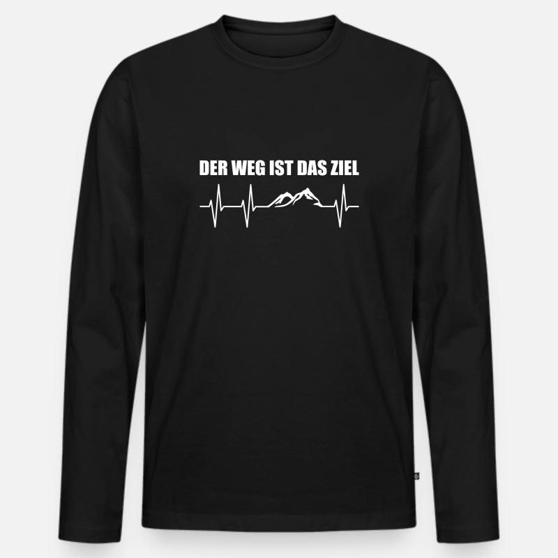 Wandern - Männer Premium Bio Langarmshirt - Schwarz