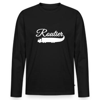 routier - T-shirt manches longues Premium bio Homme - noir - Devant - Nico (187cm)
