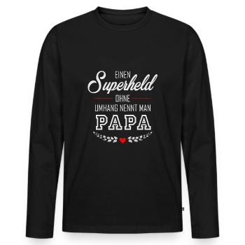 Superheld Papa - Männer Premium Bio Langarmshirt - Schwarz - Vorne - Nico (187cm)