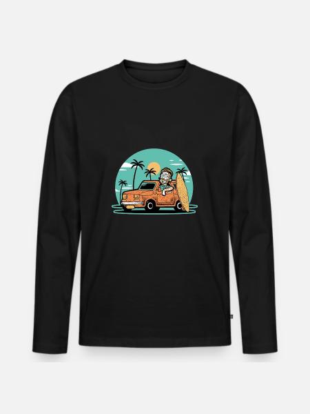 Hipster surfer - Men's Premium Organic Long Sleeve Shirt - black