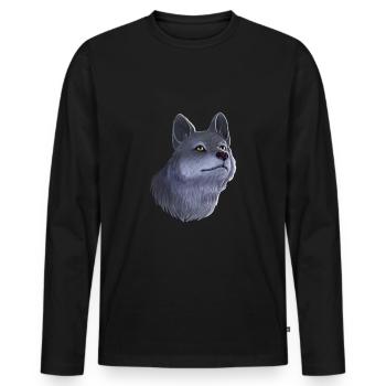 Wolf Portrait - Men's Premium Organic Long Sleeve Shirt - black - Front - Nico (187cm)