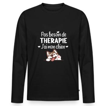 J'ai mon chien. Passion chiens cadeau humour chiot - T-shirt manches longues Premium bio Homme - noir - Devant - Nico (187cm)