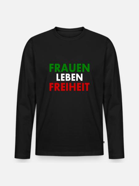 Frauen leben freiheit - Männer Premium Bio Langarmshirt - Schwarz