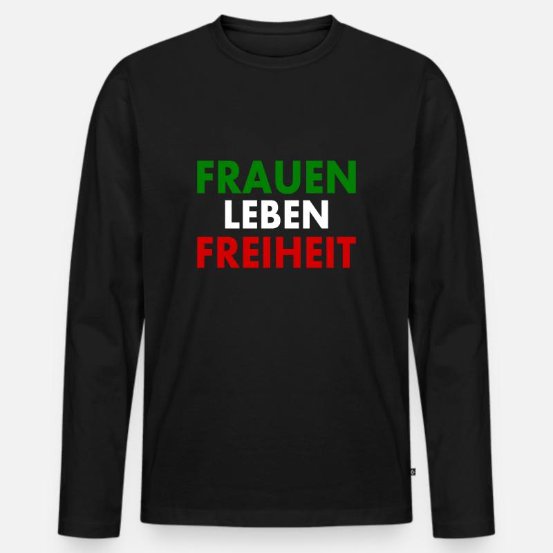 Frauen leben freiheit - Männer Premium Bio Langarmshirt - Schwarz