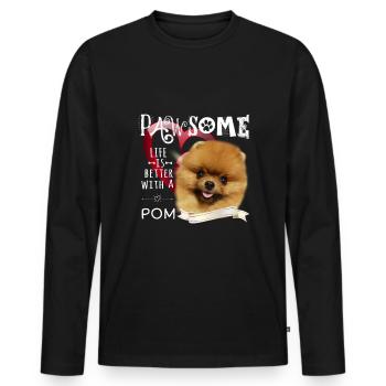 Fluffypom Pomeranian Shirt und Accessoires - Männer Premium Bio Langarmshirt - Schwarz - Vorne - Nico (187cm)