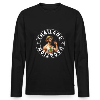 Thailand Holiday Party Outfit - Men's Premium Organic Long Sleeve Shirt - black - Front - Nico (187cm)