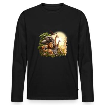 Safari Serengeti Savannah Wildlife Africa - Men's Premium Organic Long Sleeve Shirt - black - Front - Nico (187cm)