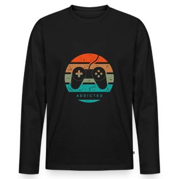 jeux video addicted - T-shirt manches longues Premium bio Homme - noir - Devant - Nico (187cm)