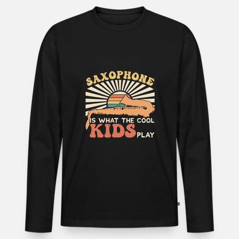 Zubehör Saxophon - Männer Premium Bio Langarmshirt - Schwarz