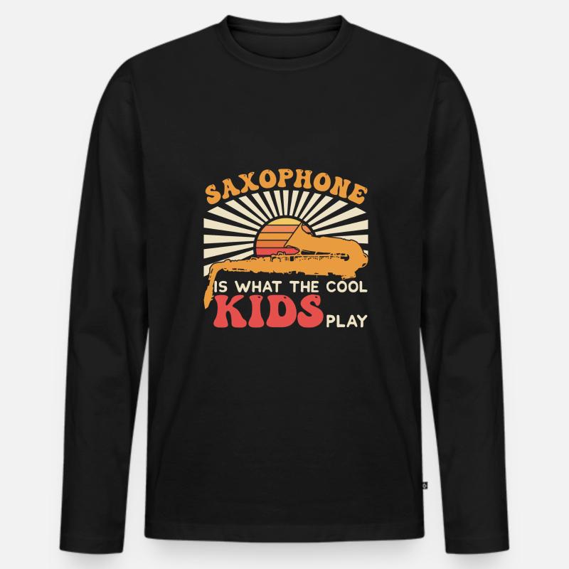 Saxophon Sprüche - Männer Premium Bio Langarmshirt - Schwarz