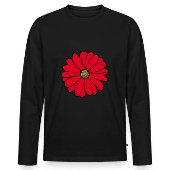 Blume rot rote Blume - Männer Premium Bio Langarmshirt - Schwarz - Vorne - Nico (187cm)