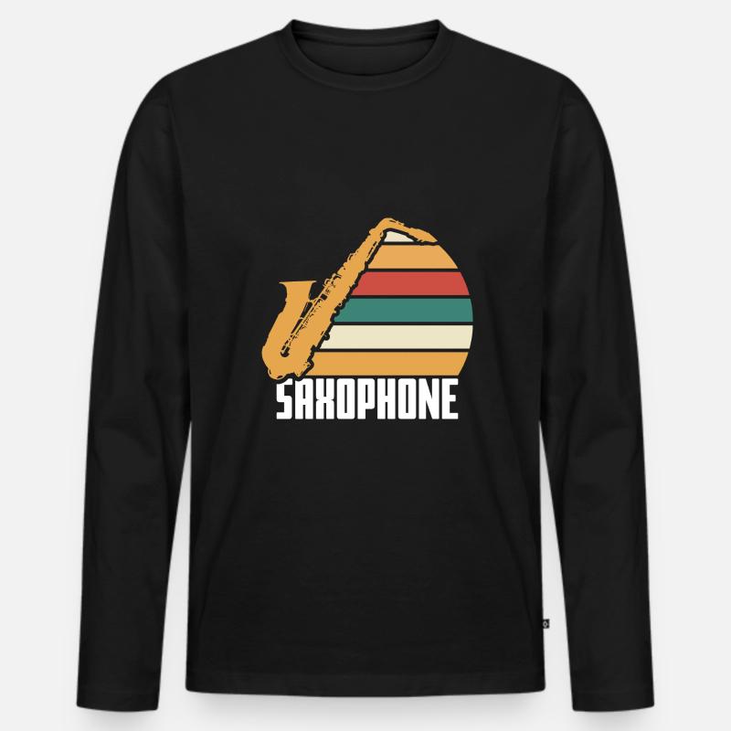 Spruch Saxophon Jazz - Männer Premium Bio Langarmshirt - Schwarz