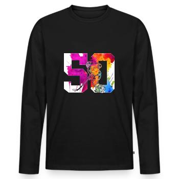 NUMBER 50 HOCKEY 50TH BIRTHDAY - Men's Premium Organic Long Sleeve Shirt - black - Front - Nico (187cm)