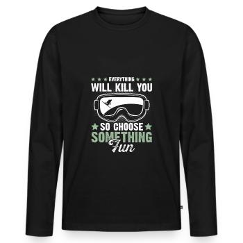 Ski ski ski lunettes fun - T-shirt manches longues Premium bio Homme - noir - Devant - Nico (187cm)