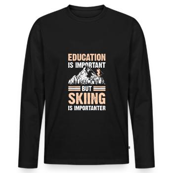 Skiing Ski Education - Men's Premium Organic Long Sleeve Shirt - black - Front - Nico (187cm)