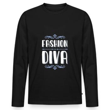 fashion diva - T-shirt manches longues Premium bio Homme - noir - Devant - Nico (187cm)
