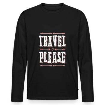 reisen bitte reise - Männer Premium Bio Langarmshirt - Schwarz - Vorne - Nico (187cm)