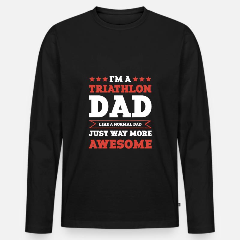 Triathlon dad papa - Männer Premium Bio Langarmshirt - Schwarz