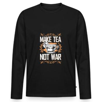 tee kein krieg - Männer Premium Bio Langarmshirt - Schwarz - Vorne - Nico (187cm)