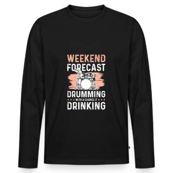 boire autour drummer - T-shirt manches longues Premium bio Homme - noir - Devant - Nico (187cm)