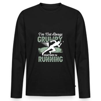 running sport - T-shirt manches longues Premium bio Homme - noir - Devant - Nico (187cm)