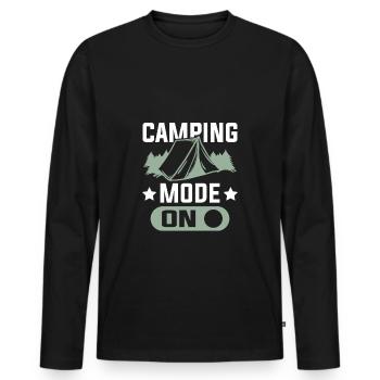 camping mode - Männer Premium Bio Langarmshirt - Schwarz - Vorne - Nico (187cm)